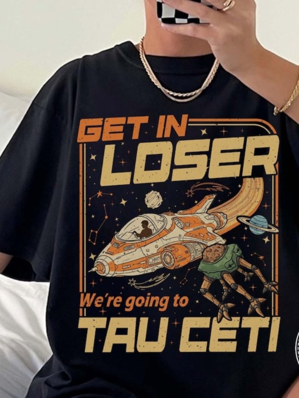 Tau Ceti Sci-Fi T-shirt, Retro Space Adventure Graphic Tee